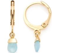 Leonardo Jewels Ciao Evi 023799 - Pendientes de aro de acero inoxidable dorado con forma de gota con piedras de cristal azul, Eine Grösse, Acero inoxidable, No es una piedra preciosa
