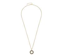 Leonardo Jewels Collar de acero inoxidable con cadena larga dorada con clip & mezcla redonda de cristal negro para mujer, 022166, 80 cm, Acero inoxidable, No es una piedra preciosa