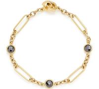 Leonardo Jewels Delica 024440 - Pulsera para mujer de acero inoxidable en color dorado con cierre de clip, longitud: 19 cm, 19 cm, Vidrio, No es una piedra preciosa