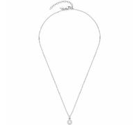 Leonardo Jewels Isa 023346 - Collar para mujer de acero inoxidable con colgante, perlas de imitación blancas y circonitas, longitud 42-47 cm, regalo de joyería, 42, Acero inoxidable, No es una piedra