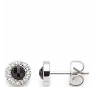 Leonardo Jewels Isa 023349 Pendientes de acero inoxidable con piedras de cristal negras y circonitas Diámetro 0,7 cm, 0,7, Acero inoxidable, Sin gema, 0.7, Acero inoxidable, No es una piedra preciosa