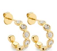 Leonardo Jewels Pendientes Cremona para mujer de acero inoxidable con circonitas doradas, altura: 1,7 cm, 024339, 1,7 cm, Acero inoxidable, Circonia cúbica