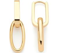 Leonardo Jewels Pendientes de aro Mathilde, 1 par de pendientes de acero inoxidable dorado con colgante de cadena de eslabones para mujer, 024268, Eine Grösse, Acero inoxidable, No es una piedra