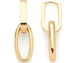 Leonardo Jewels Pendientes de aro Mathilde, 1 par de pendientes de acero inoxidable dorado con colgante de cadena de eslabones para mujer, 024268, Eine Grösse, Acero inoxidable, No es una piedra