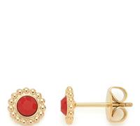 Leonardo Jewels Pendientes Florena, 1 par de pendientes redondos de acero inoxidable, diseño de flores doradas con cristales rojos, 023547, Eine Grösse, Acero inoxidable, No es una piedra preciosa