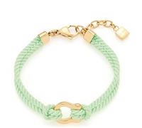 Leonardo Jewels Pulsera Gigi, pulsera de cordón con hebilla decorativa, cierre de hebilla dorada, acero inoxidable, verde claro, 17,5 - 20 cm, joya para mujer, 1 pieza, 022829, Eine Grösse, Acero