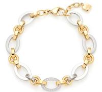 Leonardo Jewels Pulsera Lena, eslabones bicolor de acero inoxidable con circonitas, 19 - 21 cm de longitud, joyas regalo para mujer, 023403, Eine Grösse, Acero inoxidable, No es una piedra preciosa