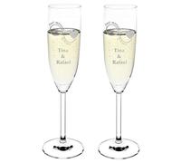 Leonardo - Juego de 2 copas de champán personalizadas con grabado del nombre, idea de regalo para boda, diseño de infinito con corazón