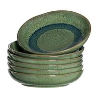 Leonardo Matera 018541 - Juego de 6 platos hondos de cerámica aptos para lavavajillas con esmalte, 6 platos redondos de loza, diámetro de 20,7 cm, color verde