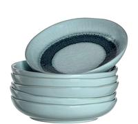 Leonardo Matera 018546 - Juego de 6 platos hondos de cerámica con esmalte, 6 platos redondos de 20,7 cm de diámetro, color azul