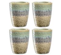 Leonardo Matera 022841 - Juego de 4 tazas de gres (300 ml, hechos a mano, aptos para microondas, lavavajillas, 4 unidades), color verde, antracita y beige