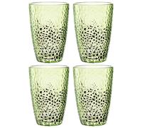 Leonardo Matera 024383 - Juego de 4 vasos de cristal de alta calidad con aspecto martillado, capacidad 340 ml, hechos a mano, aptos para lavavajillas, resistentes, juego de 4 unidades, color verde