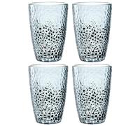 Leonardo Matera 024384 - Juego de 4 vasos de cristal de alta calidad con aspecto martillado, capacidad 340 ml, hechos a mano, aptos para lavavajillas, resistentes, juego de 4 unidades, color azul