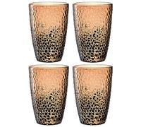 Leonardo Matera 024385 - Juego de 4 vasos de cristal de alta calidad con aspecto martillado, capacidad 340 ml, hechos a mano, aptos para lavavajillas, resistentes, juego de 4 unidades, color beige