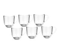 Leonardo Napoli 024202 - Juego de 6 tazas de café, aptas para lavavajillas, tazas pequeñas de cristal con asa, aptas para microondas, 280 ml, 6 unidades