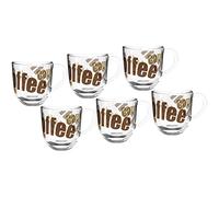 Leonardo Napoli 024235 - Juego de 6 tazas de café aptas para lavavajillas con diseño, pequeñas tazas de cristal con asa, aptas para microondas, 280 ml