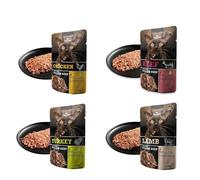 Leonardo Pack de Degustación Pulled Beef - Comida Húmeda para Gatos 16 x 70g (Pollo, Buey, Pavo y Cordero) - Sin Cereales