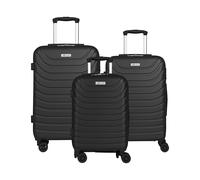 Leonardo® Suitcase Set 3-Piece | Maleta con Bloqueo Numérico | Maleta de Viaje con 4 Ruedas Dobles | Equipaje de Mano | Trolley con Bloqueo Numérico | Maleta Dura | Set de S-M-L | Roma | Negro