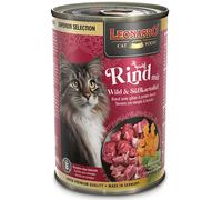 LEONARDO Comida húmeda para gatos Superior Selection, carne de vacuno con caza y batata, lata de 6 x 400 g, para gatos adultos, sin cereales, sin azúcar, fabricado en Alemania