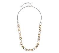 Leonardo Tricolore 022068 - Collar de acero inoxidable, 1 pieza, collar de eslabones de oro rosa, oro plateado, tricolor Figaro, joya para mujer, 45 cm, Acero inoxidable, No es una piedra preciosa