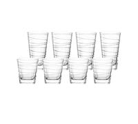 Leonardo Vario Struttura - Juego de vasos para beber (8 piezas, vasos de cristal con patrón, 4 vasos de 280 ml, 4 vasos de agua de 250 ml)
