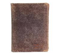 LEONARDO VERRELLI Cartera de piel para hombre, con botón de presión, 12 x 9,4 x 2 cm, marrón, 12 x 9.4, Clásico