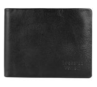 LEONARDO VERRELLI Cartera de piel para hombre con botón de presión de 8,8 x 11,4 x 2 cm, Negro , 8.8 x 11.4, Clásico