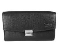 LEONARDO VERRELLI Cartera unisex de camarero de piel de vacuno auténtica 17 x 10,5 x 4,5 cm, Negro , 17 cm x10,5 cm x4,5 cm, Clásico