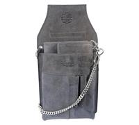 LEONARDO VERRELLI Kellner - Cartera de piel para camarero, cartera para hombre y mujer con o sin funda, bolsillo con cadena y compartimento grande para monedas, gris, 28x14, Clásico