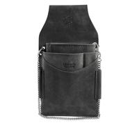 LEONARDO VERRELLI Kellner Geldbörse aus Leder, Kellnerbörse, Taxi, Gastronomie, Geldtasche, Damen Herren Portemonnaie mit oder ohne Holster, Steck-Tasche, mit Kette und großen Münzfach, Negro , 27x15