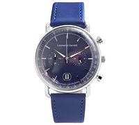 LEONARDO VERRELLI Reloj cronógrafo para hombre de imitación de piel, con fecha, analógico, cuarzo, 2900207, azul, Correa
