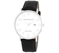 LEONARDO VERRELLI Reloj de pulsera para hombre de piel sintética en color negro, en una longitud de 24 cm, diseño clásico para cualquier hombre