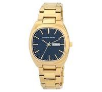 LEONARDO VERRELLI Tonneau - Reloj para hombre, correa de acero inoxidable, color dorado y azul oscuro