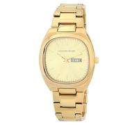 LEONARDO VERRELLI Tonneau - Reloj para hombre, correa de acero inoxidable, color dorado y dorado