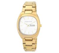 LEONARDO VERRELLI Tonneau - Reloj para hombre, correa de acero inoxidable, color dorado y plateado