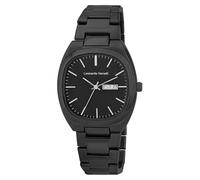 LEONARDO VERRELLI Tonneau - Reloj para hombre, correa de acero inoxidable, color negro y negro