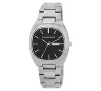 LEONARDO VERRELLI Tonneau - Reloj para hombre, correa de acero inoxidable, color plateado y negro
