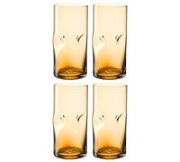 LEONARDO Vesuvio - Juego de 4 vasos de cristal de alta calidad en forma orgánica, 330 ml, hecho a mano, apto para lavavajillas, 4 vasos de color ámbar