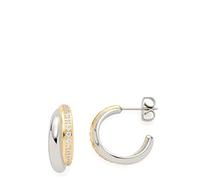 Leonardo Vineta 022159 - Par de pendientes de aro de acero inoxidable de tamaño mediano con circonitas cúbicas, Eine Grösse, Acero inoxidable, No es una piedra preciosa