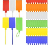 LeonBach 60 etiquetas de envío de plástico, etiquetas grandes impermeables con cierre de cremallera, 6 colores mezclados (2.3 x 9.8 pulgadas)