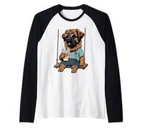 Leonberger Bebiendo café Helado en un Columpio DIGOR Camiseta Manga Raglan