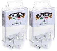 Leone DELL'ERA Ganchos medianos Ideal para colgar cuadros con clavos de acero templado - Caja colgante - Made in Italy - Color blanco - Cantidad 10 unidades (Paquete de 2)