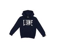 LEONE - Sudadera infantil con capucha, cremallera completa y logotipo básico, Azul marino Logo (10B), X-Small