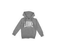 LEONE - Sudadera infantil con capucha, cremallera completa y logotipo básico, Medium Grey Melange (05), Large