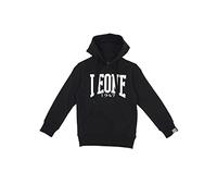 LEONE - Sudadera para niño con capucha y logotipo básico, Black-white Logo (09b), Small