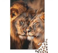 Leones Cariñosos Puzzle de 1000 Piezas Puzzle para Adultos 1000 Piezas Papel Escena Íntima de Vida Silvestre Relajante Decoración Regalo 38x26cm/1000pcs
