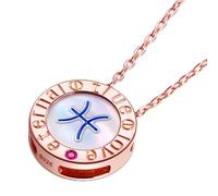 LEONIDS Collar del zodiaco para mujer, collar con colgante de constelación de plata de ley 925 de oro rosa de 14 quilates con rubí, joyería de regalo para ella, 16+2, Plata esterlina, Rubí