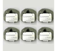 Leonora by Permin - 6 ovillos de lana de seda de mohair (03 verde polvoriento)