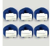 Leonora by Permin - 6 ovillos de lana de seda de mohair (08 azul real)
