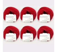 Leonora by Permin - 6 ovillos de lana de seda de mohair (17 rojos)